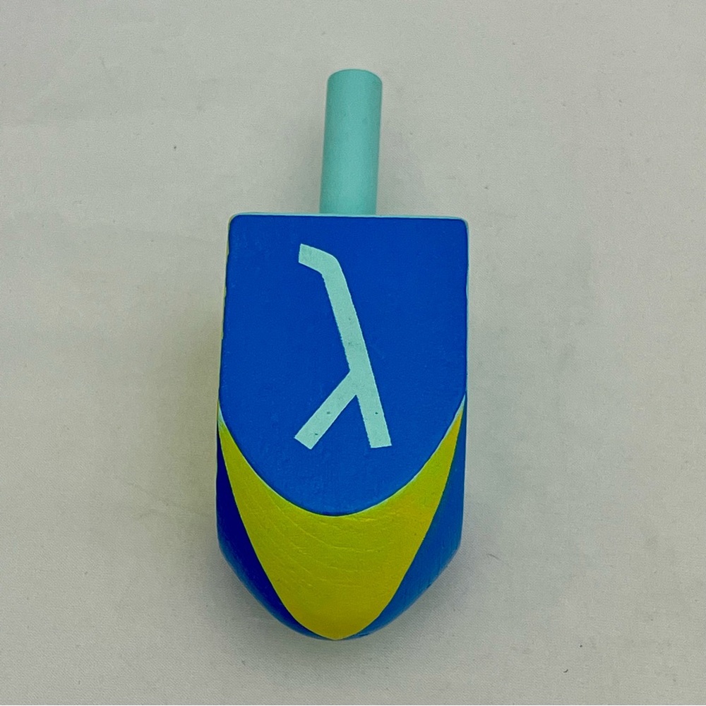 Larger Unbranded Wooden Green And Blue Hanukkah Dreidel